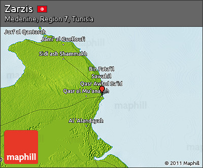 Physical 3D Map of Zarzis