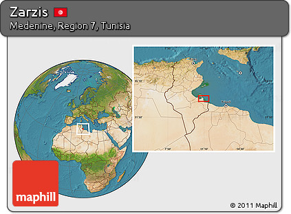 Satellite Location Map of Zarzis