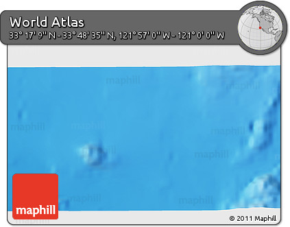 Physical 3D Map of the Area around 33° 32' 52" N, 121° 28' 29" W