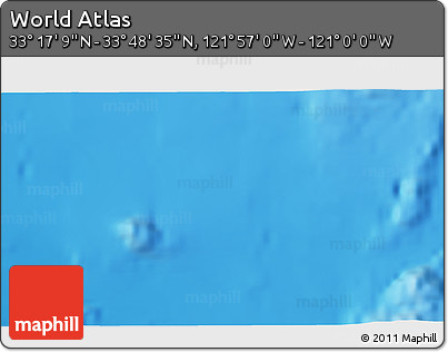 Physical 3D Map of the Area around 33° 32' 52" N, 121° 28' 29" W