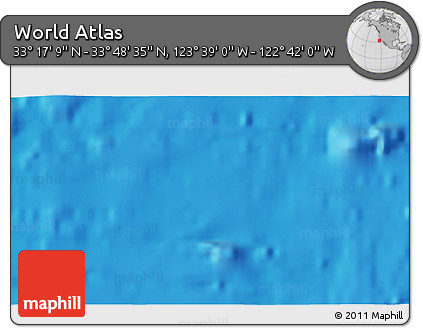 Shaded Relief 3D Map of the Area around 33° 32' 52" N, 123° 10' 30" W
