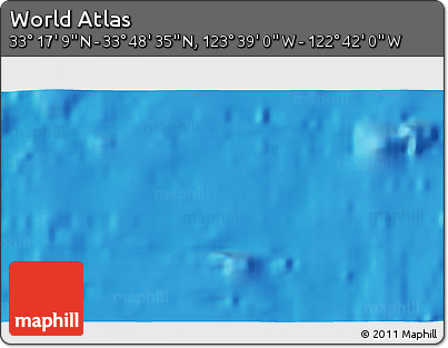 Shaded Relief 3D Map of the Area around 33° 32' 52" N, 123° 10' 30" W