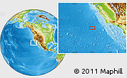 Physical Location Map of the area around 33° 32' 52" N, 123° 10' 30" W