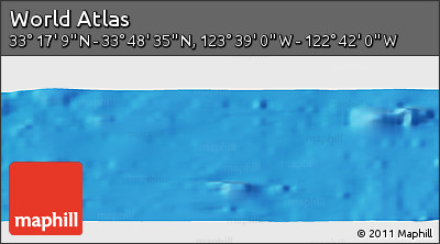 Physical Panoramic Map of the Area around 33° 32' 52" N, 123° 10' 30" W