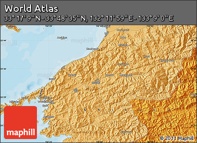 Political Map of the Area around 33° 32' 52" N, 132° 40' 30" E