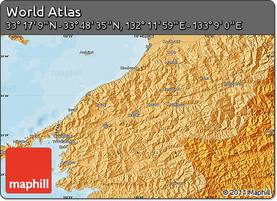 Political Map of the Area around 33° 32' 52" N, 132° 40' 30" E