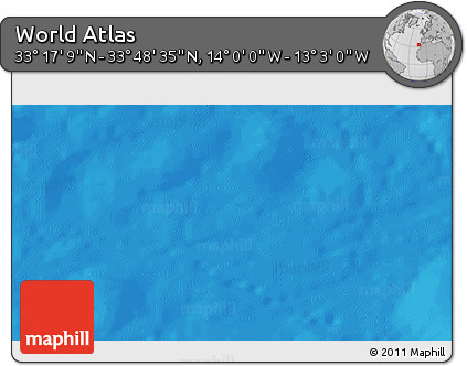 Physical 3D Map of the Area around 33° 32' 52" N, 13° 31' 30" W