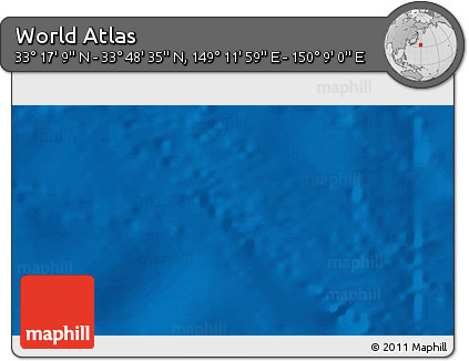 Physical 3D Map of the Area around 33° 32' 52" N, 149° 40' 30" E