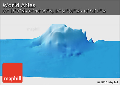 Shaded Relief Panoramic Map of the Area around 33° 32' 52" N, 14° 22' 30" W