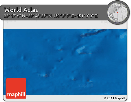 Physical 3D Map of the Area around 33° 32' 52" N, 150° 31' 30" E
