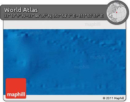 Physical 3D Map of the Area around 33° 32' 52" N, 151° 22' 30" E