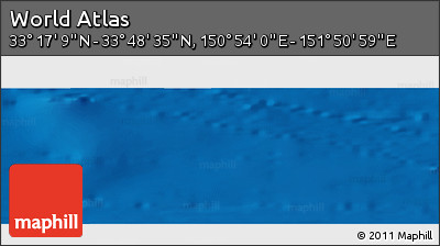 Physical Panoramic Map of the Area around 33° 32' 52" N, 151° 22' 30" E