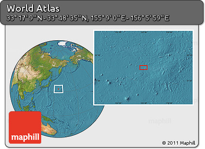 Satellite Location Map of the Area around 33° 32' 52" N, 155° 37' 30" E