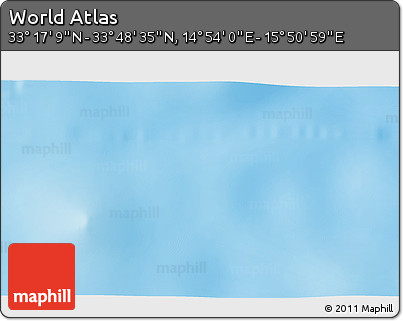 Physical 3D Map of the Area around 33° 32' 52" N, 15° 22' 30" E