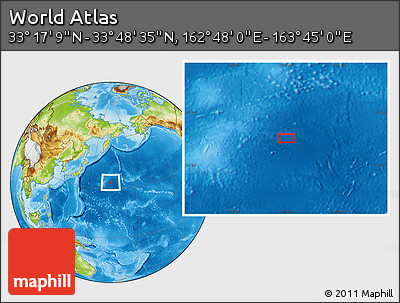 Physical Location Map of the Area around 33° 32' 52" N, 163° 16' 30" E