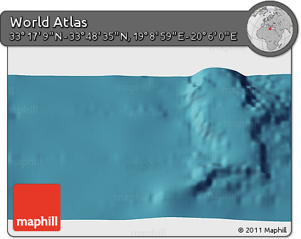 Satellite 3D Map of the Area around 33° 32' 52" N, 19° 37' 30" E