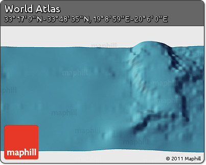 Satellite 3D Map of the Area around 33° 32' 52" N, 19° 37' 30" E
