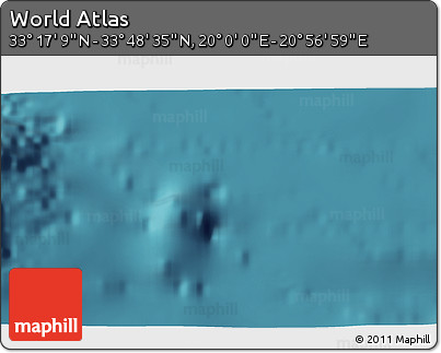 Satellite 3D Map of the Area around 33° 32' 52" N, 20° 28' 30" E