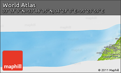 Physical Panoramic Map of the Area around 33° 32' 52" N, 34° 55' 29" E