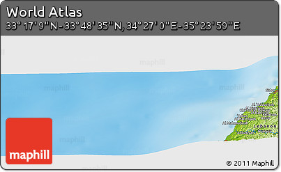 Physical Panoramic Map of the Area around 33° 32' 52" N, 34° 55' 29" E