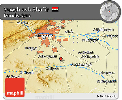 Physical 3D Map of Ḩawsh Ash Sha`īr