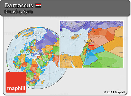 Political Location Map of Damascus