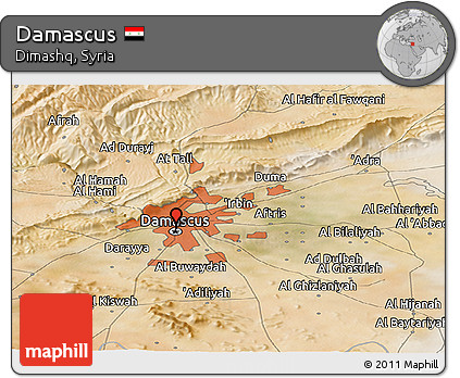 Satellite Panoramic Map of Damascus