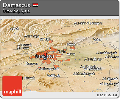 Satellite Panoramic Map of Damascus