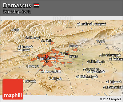 Satellite Panoramic Map of Damascus