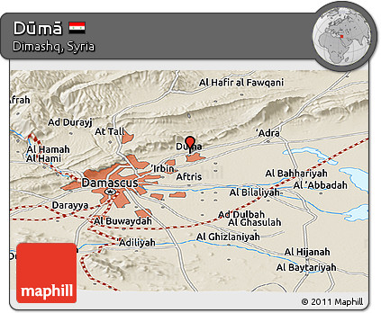 Shaded Relief Panoramic Map of Dūmā