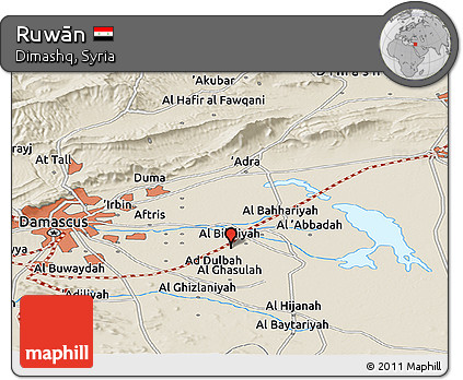 Shaded Relief Panoramic Map of Ruwān