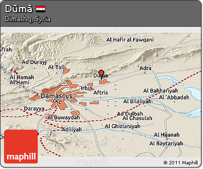 Shaded Relief Panoramic Map of Dūmā