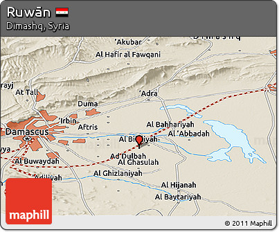 Shaded Relief Panoramic Map of Ruwān
