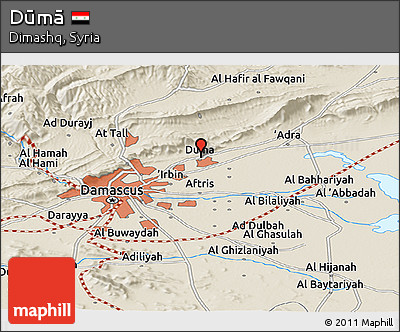 Shaded Relief Panoramic Map of Dūmā