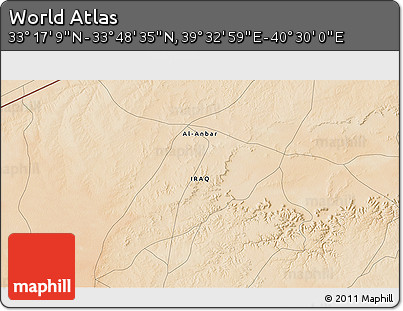 Satellite 3D Map of the Area around 33° 32' 52" N, 40° 1' 29" E