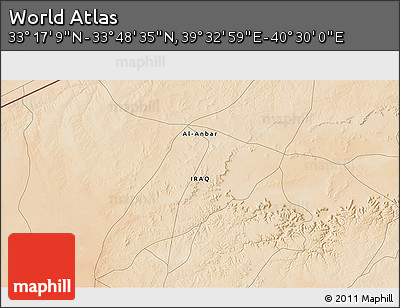 Satellite 3D Map of the Area around 33° 32' 52" N, 40° 1' 29" E