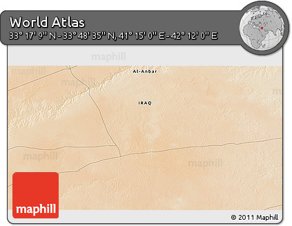 Satellite 3D Map of the Area around 33° 32' 52" N, 41° 43' 30" E
