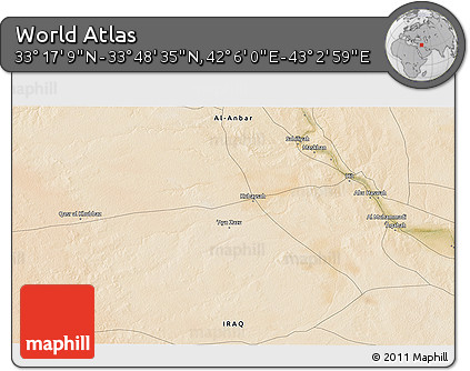 Satellite 3D Map of the Area around 33° 32' 52" N, 42° 34' 30" E