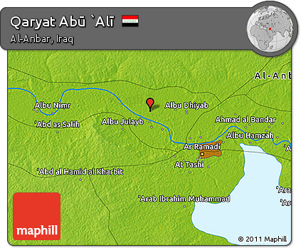 Physical 3D Map of Qaryat Abū `Alī