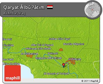 Physical 3D Map of Qaryat Ālbū Ḩātim