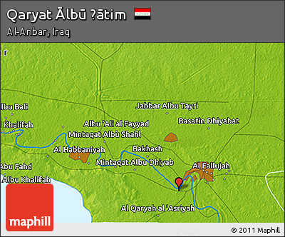 Physical 3D Map of Qaryat Ālbū Ḩātim