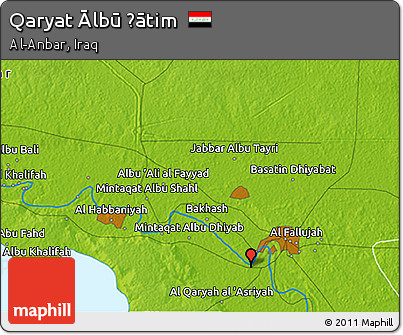 Physical 3D Map of Qaryat Ālbū Ḩātim