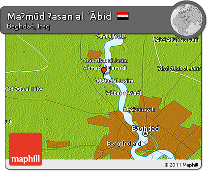 Physical 3D Map of Maḩmūd Ḩasan Al `Ābid