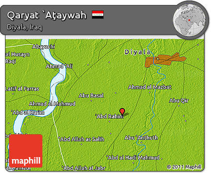 Physical 3D Map of Qaryat `Aţaywah