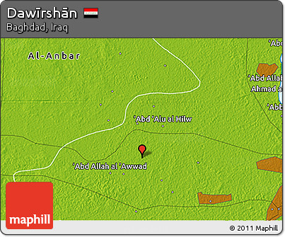 Physical 3D Map of Dawīrshān