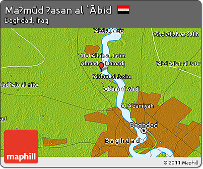 Physical 3D Map of Maḩmūd Ḩasan Al `Ābid