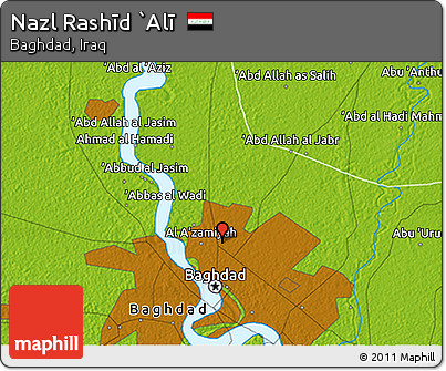Physical 3D Map of Nazl Rashīd `Alī