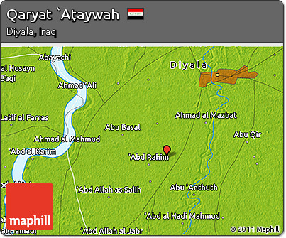 Physical 3D Map of Qaryat `Aţaywah