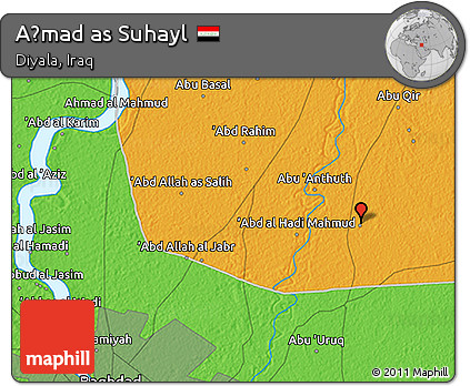 Political 3D Map of Aḩmad As Suhayl