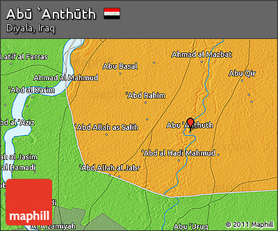 Political 3D Map of Abū `Anthūth